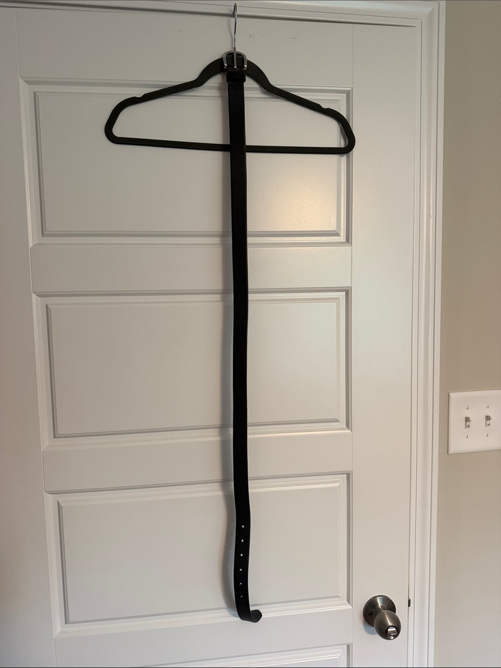 J. Crew Black Leather Narrow Belt with Silver Buckle